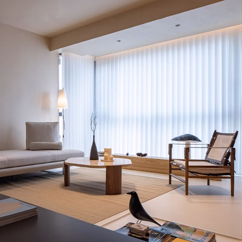 Fabric vertical drapes with elegant light control