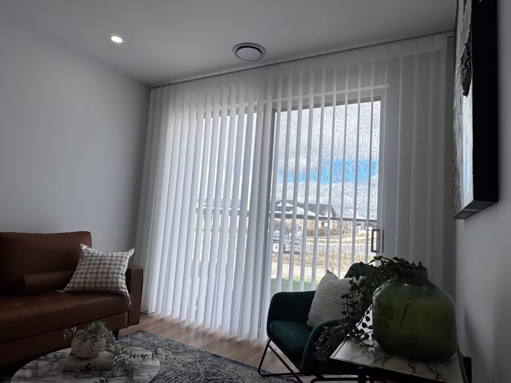 Modern vertical drapes for sliding doors